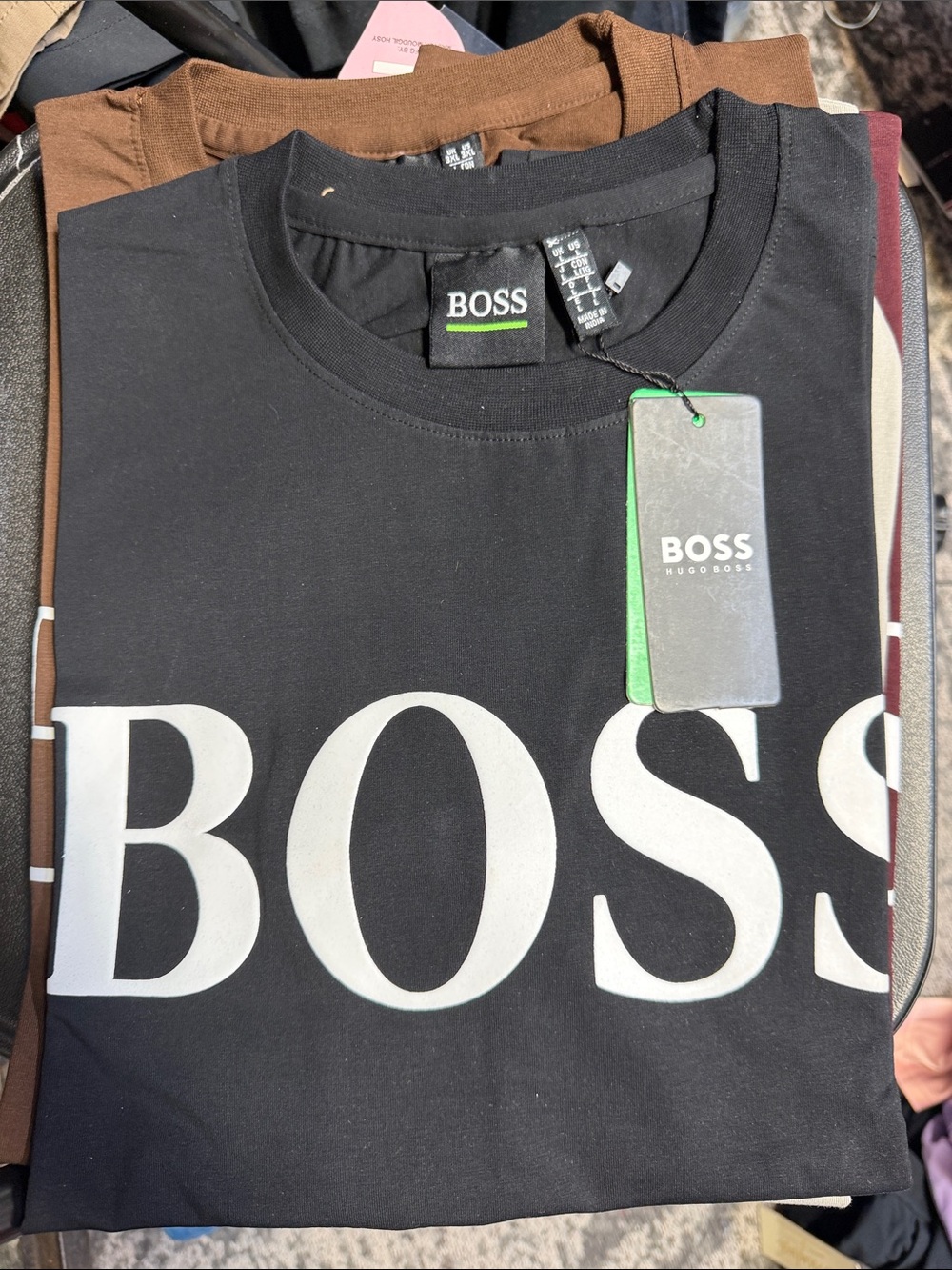 Boss Black Tee with Large White Logo